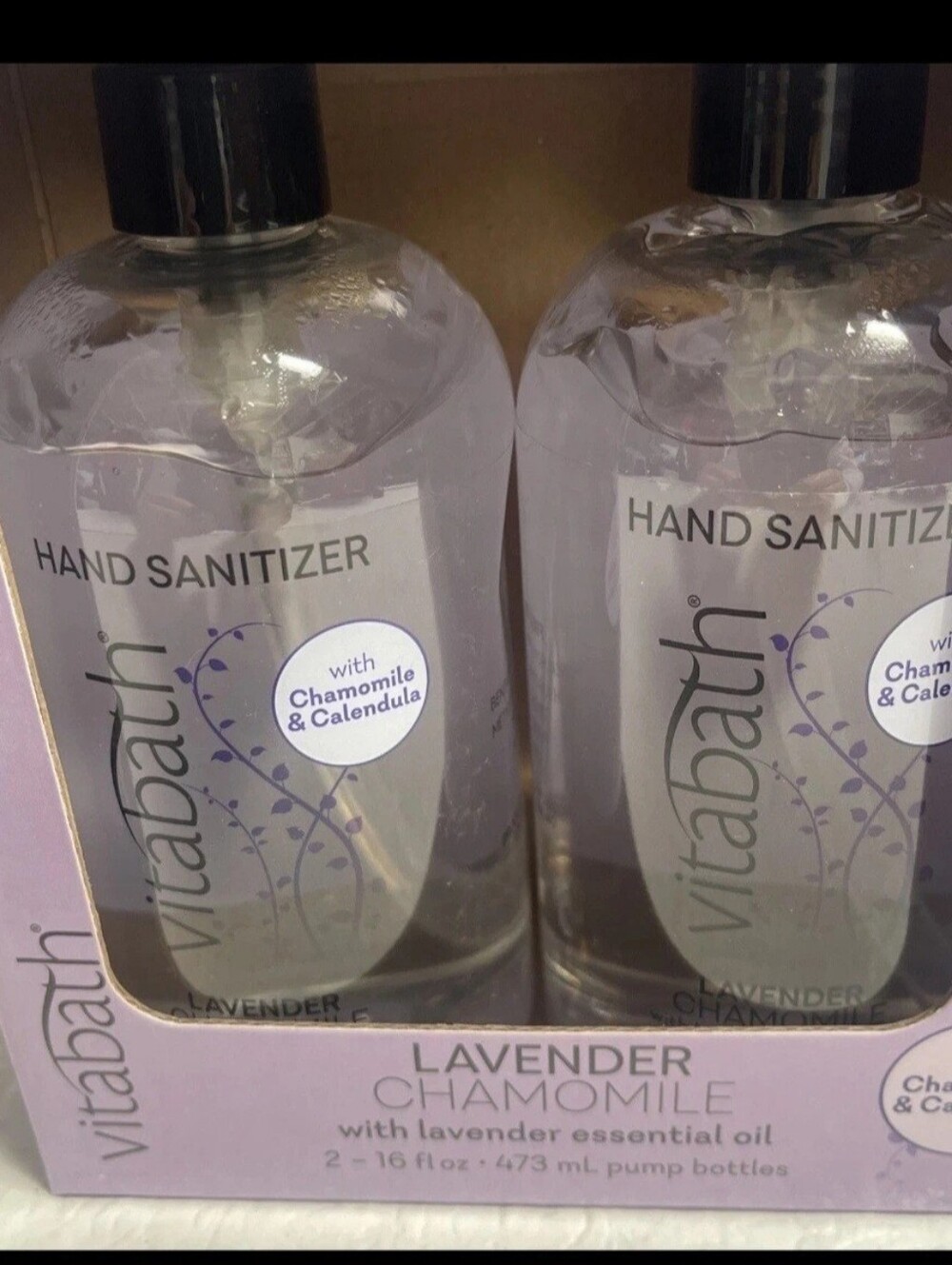 NIB Vitabath Lavender Chamomile Hand Sanitizer Lavender Essential Oil (2-Pack)